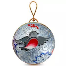 Ювелирный елочный шар "Снегири"