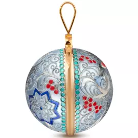 Ювелирный елочный шар "Снегири"