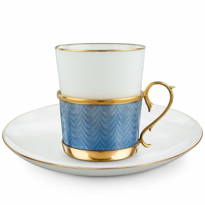 Coffee set with a spoon, blue