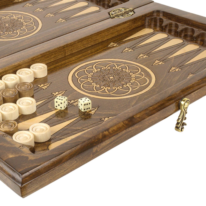 Chess + backgammon carved "Armenian Ornament 2" 40, Haleyan