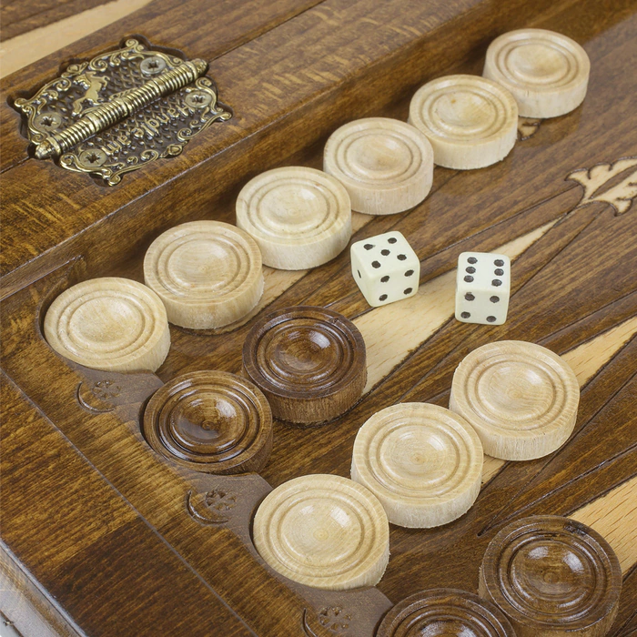 Chess + backgammon carved "Armenian Ornament 2" 40, Haleyan