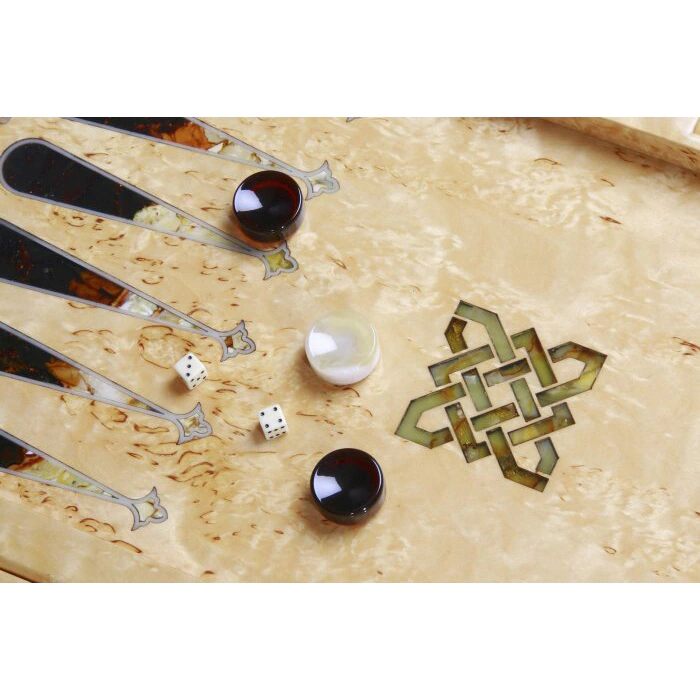 Backgammon made of Karelian birch and amber "Pearl of the East" of the Orient collection