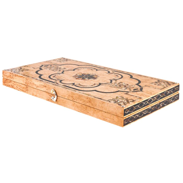 Backgammon made of Karelian birch and amber "Pearl of the East" of the Orient collection