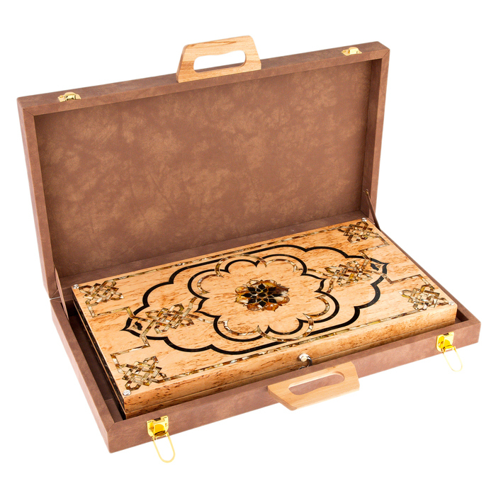 Backgammon made of Karelian birch and amber "Pearl of the East" of the Orient collection