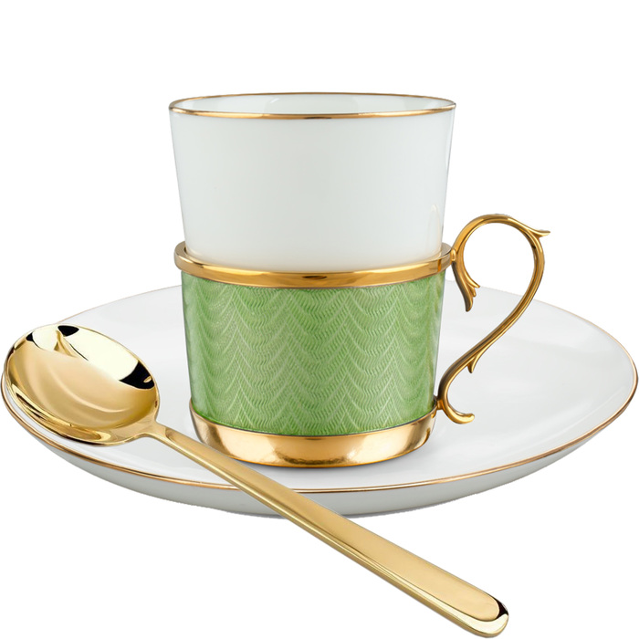 Coffee set with a spoon, light green