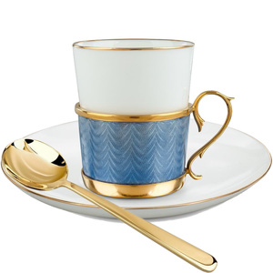 Coffee set with a spoon, blue