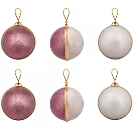 6pcs Jewelry Christmas Balls Set, Purple and White