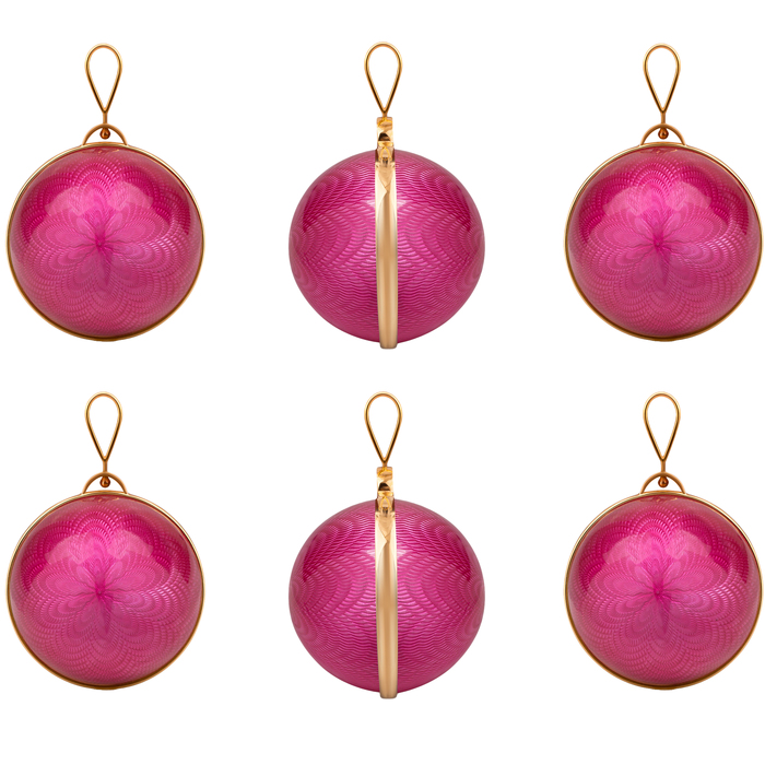 6pcs Jewelry Christmas Balls Set, Fuchsia