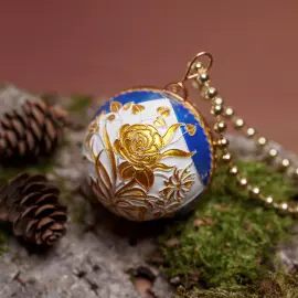 Ювелирный елочный шар "Роза" из меди