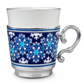 Кофейный набор из серебра и меди "Снежинка"