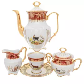 Кофейный сервиз Repast "Охота красная" на 6 персон, 15 предметов