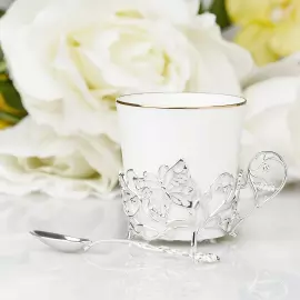 Подстаканник "Бабочки" серебряный