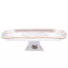 Блюдо квадратное на ножке Queen's Crown Aristokrat Охота бежевая