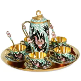 Кофейный набор серебряный "Ирис" на 6 персон Кофейный набор серебряный "Ирис" на 6 персон