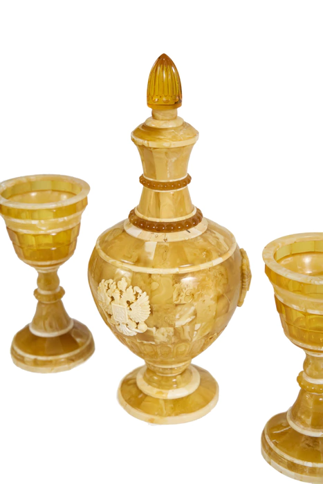 Amber "Coat of Arms of the Russian Federation" beverage set for 2 persons