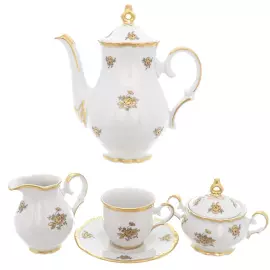 Кофейный сервиз мокка "Queen's Crown. Золотая роза" на 6 персон, 15 предметов