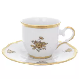 Кофейный сервиз мокка "Queen's Crown. Золотая роза" на 6 персон, 15 предметов