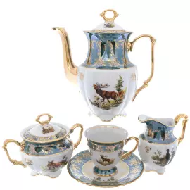 Кофейный сервиз Repast "Охота зеленая" на 6 персон, 15 предметов