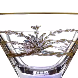 Хрустальная конфетница на ножке  TIMON Violet/Gold с крышкой