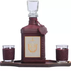 Графин в кожаном переплете "ФСБ-3" с накладкой