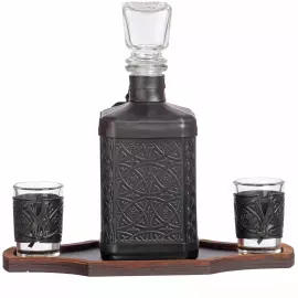A decanter in a leather cover "FSB-4" with an overlay
