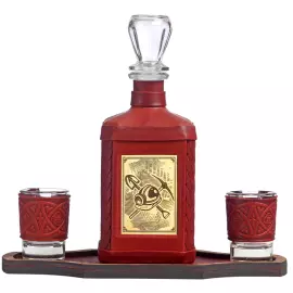 Графин в кожаном переплете "Шахтеру-3" с накладкой