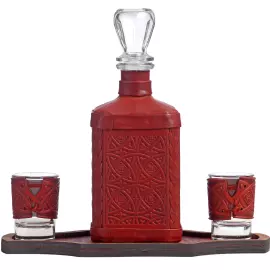 Графин в кожаном переплете "Шахтеру-3" с накладкой