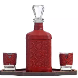 Графин в кожаном переплете "Пожарному-3" с накладкой