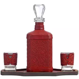 A decanter in a leather cover "Chemist-3" with an overlay