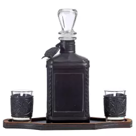 A decanter in a leather cover "Chemist-4" with an overlay