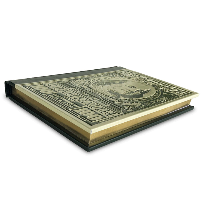 The leather-bound book "Time is Money" by Benjamin Franklin