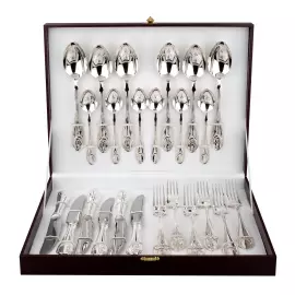 Столовый десертный набор из серебра "Классический" 24 предмета, на 6 персон