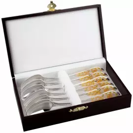 Набор чайных ложек из серебра с золочением "Государственный Герб РФ" на 6 персон