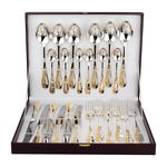 Столовый набор из серебра с золочением "Изящный" 24 предмета, на 6 персон