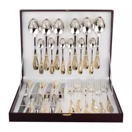Столовый набор из серебра с золочением "Изящный" 24 предмета, на 6 персон