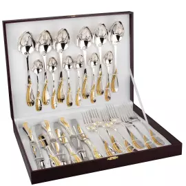 Столовый набор из серебра с золочением "Изящный" 24 предмета, на 6 персон