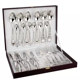Столовый набор из серебра "Государственный Герб РФ" 24 предмета, на 6 персон