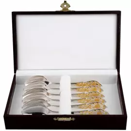 Набор кофейных ложек из серебра с золочением "Государственный Герб РФ" на 6 персон