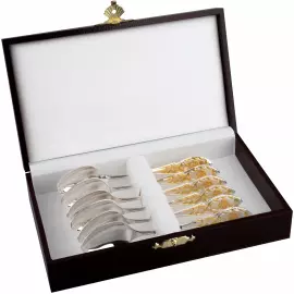 Набор кофейных ложек из серебра с золочением "Государственный Герб РФ" на 6 персон