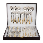 Столовый десертный набор из серебра с золочением "Изящный" 24 предмета, на 6 персон