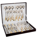 Столовый десертный набор из серебра с золочением "Изящный" 24 предмета, на 6 персон