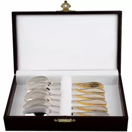 Набор кофейных ложек из серебра с золочением "Изящный" на 6 персон