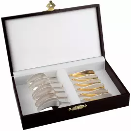 Набор кофейных ложек из серебра с золочением "Изящный" на 6 персон