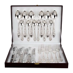 Столовый десертный набор из серебра "Государственный Герб РФ" 24 предмета, на 6 персон