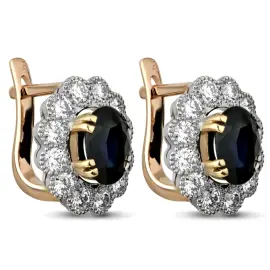 Серьги из красного золота с бриллиантами и сапфирами Серьги из красного золота с бриллиантами и сапфирами