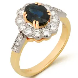 Кольцо из желтого золота с сапфиром и бриллиантами Кольцо из желтого золота с сапфиром и бриллиантами