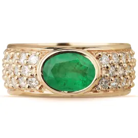 Кольцо из красного золота с изумрудом и бриллиантами Кольцо из красного золота с изумрудом и бриллиантами