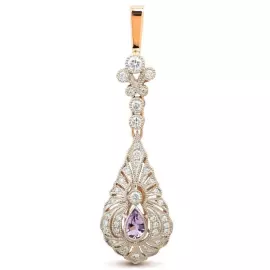 Подвеска из красного золота с бриллиантами и аметистом