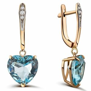 Серьги из красного золота с бриллиантами и топазами