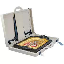 Икона янтарная в киоте "Николай Чудотворец"